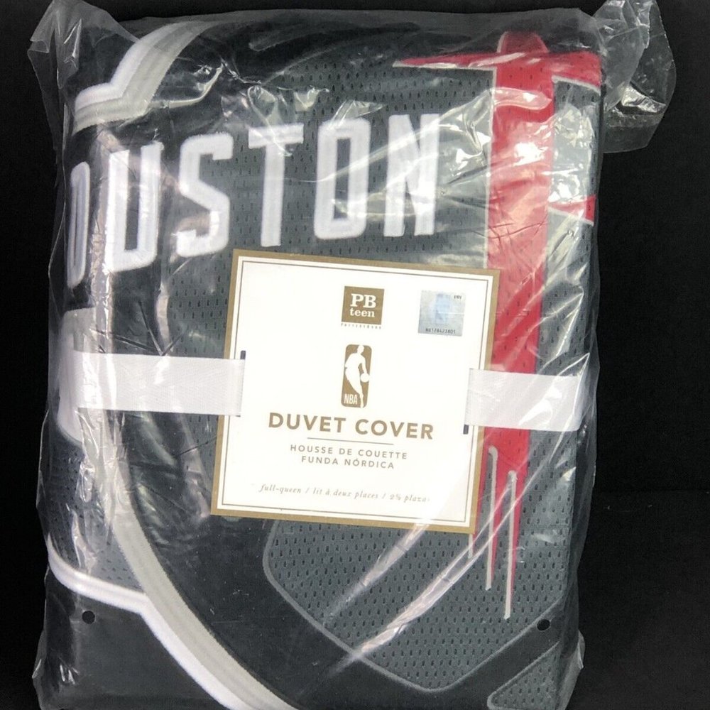 Pottery Barn Teen NBA Patch Full/Queen Duvet Cover Houston Rockets NEW